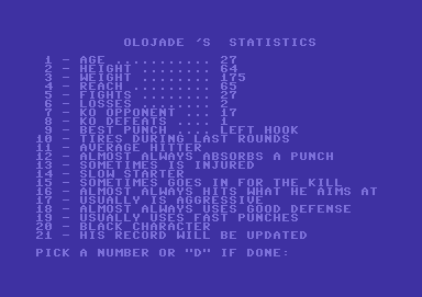 Sierra Championship Boxing screenshot 4 for Commodore 64